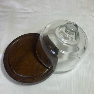 Vintage Wood & Glass Cheese Board